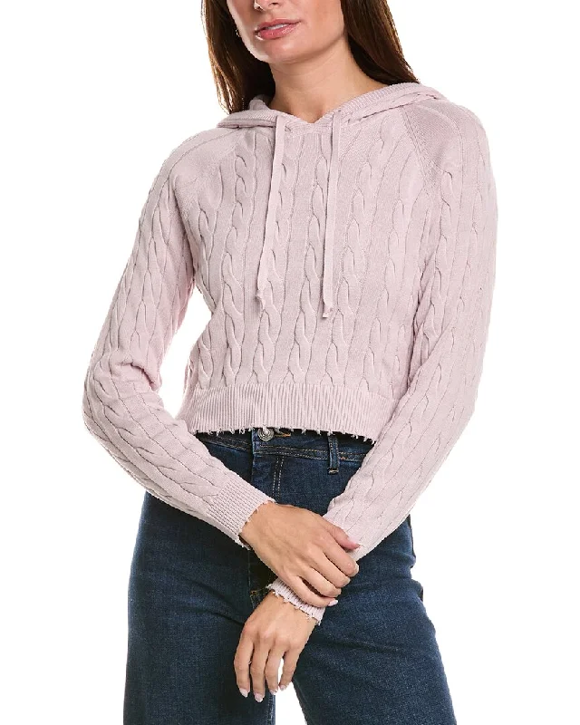 Minnie Rose Cropped Cable Hoodie