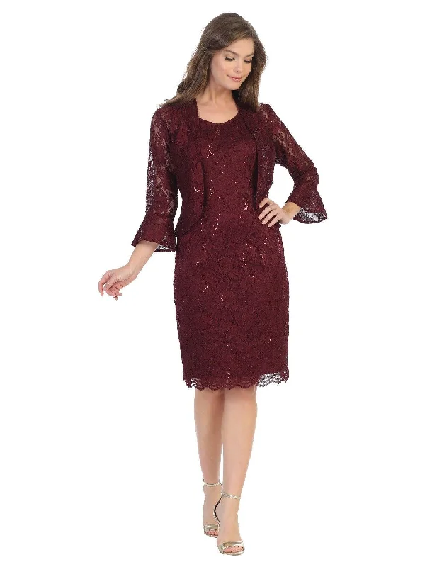 Short Mother of the Bride 2 Piece Lace Jacket Dress Sale